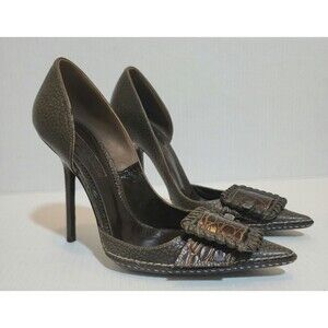 Claudio Merazzi Italy Womens Leather Ultra High Heel Shoes 37.5 Brown **FLAW**